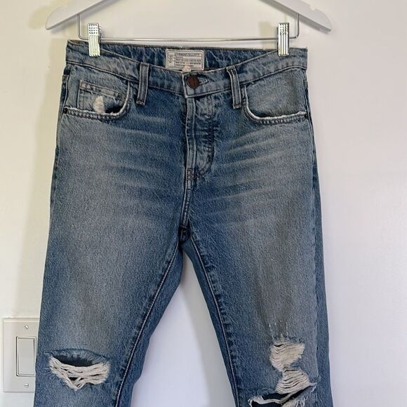 Current Elliott, mid rise, straight leg, jeans with distressed details - Picture 3 of 5